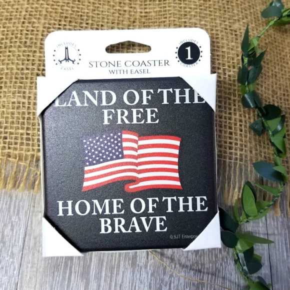 "Land Of The Free" Stone Coater W/ Easel - Picture 1 of 5